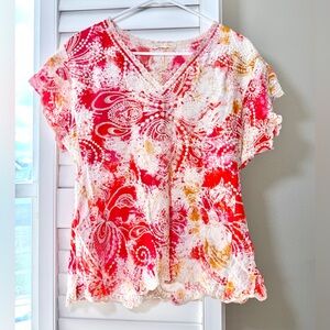 Solitaire Anthropologie Embroidered Boho Peasant Top size M Romantic cottage